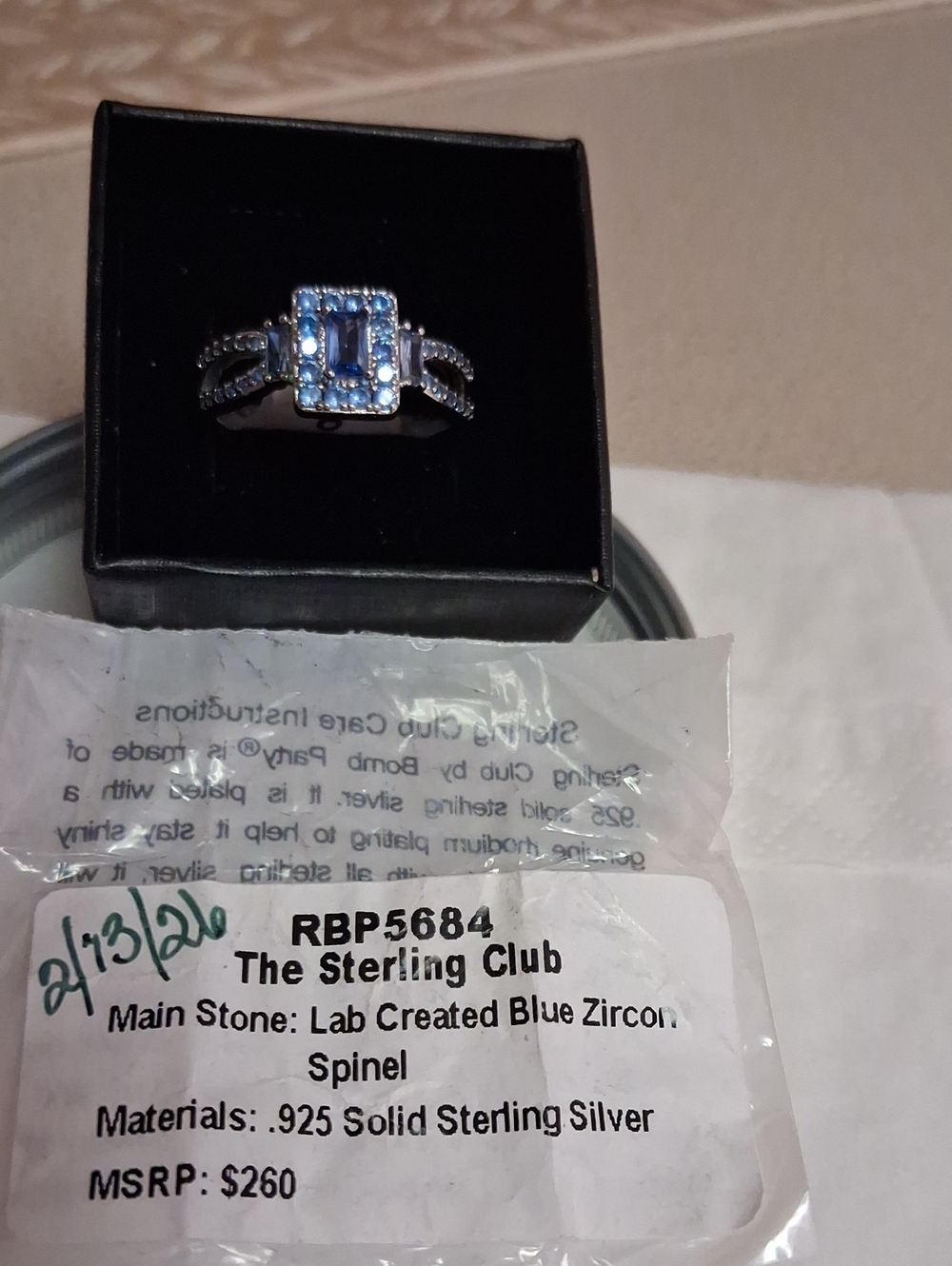 Stunning Solid Sterling Silver Blue Zirconia Spinel Ring.